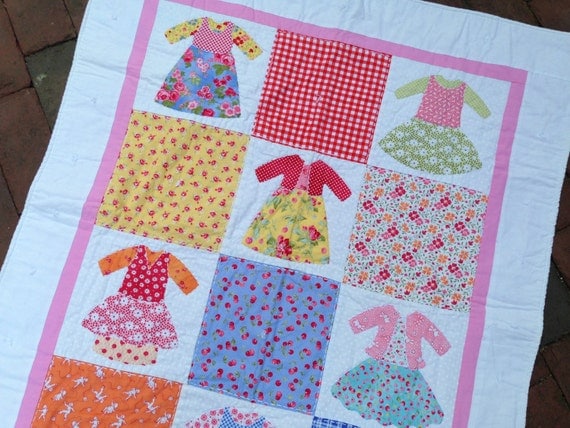 Baby Girl Doll Dress Quilt by babyburritoquilts on Etsy