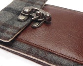 iPhone 5 / 6 / 6 Plus wallet - gray plaid