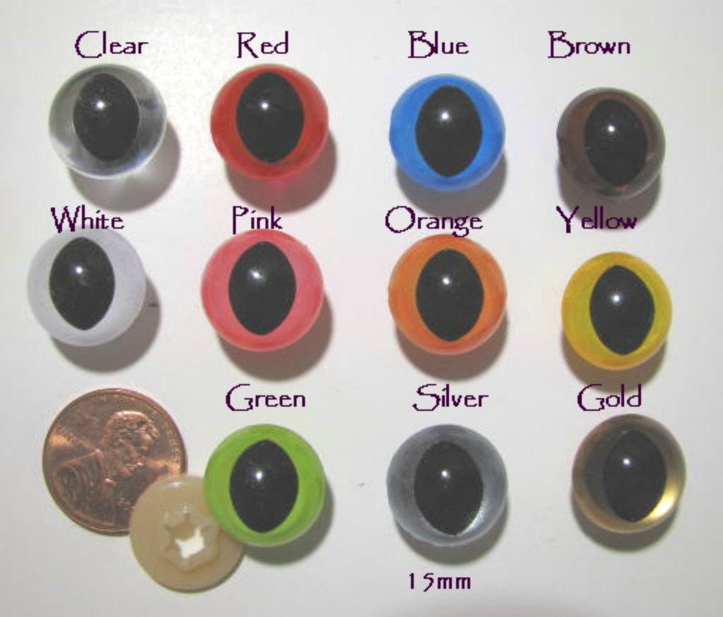 Clear Slit Pupil Plastic Safety Eyes Size 15mm