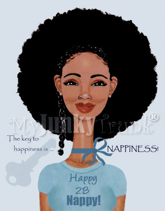 Happy 2b nappy african american art black art by myjunkytrunk