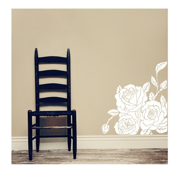 Items similar to Rose Vinyl Decal Wall art vinyl floral print on Etsy