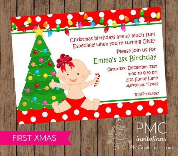 Christmas 1St Birthday Invitations 8