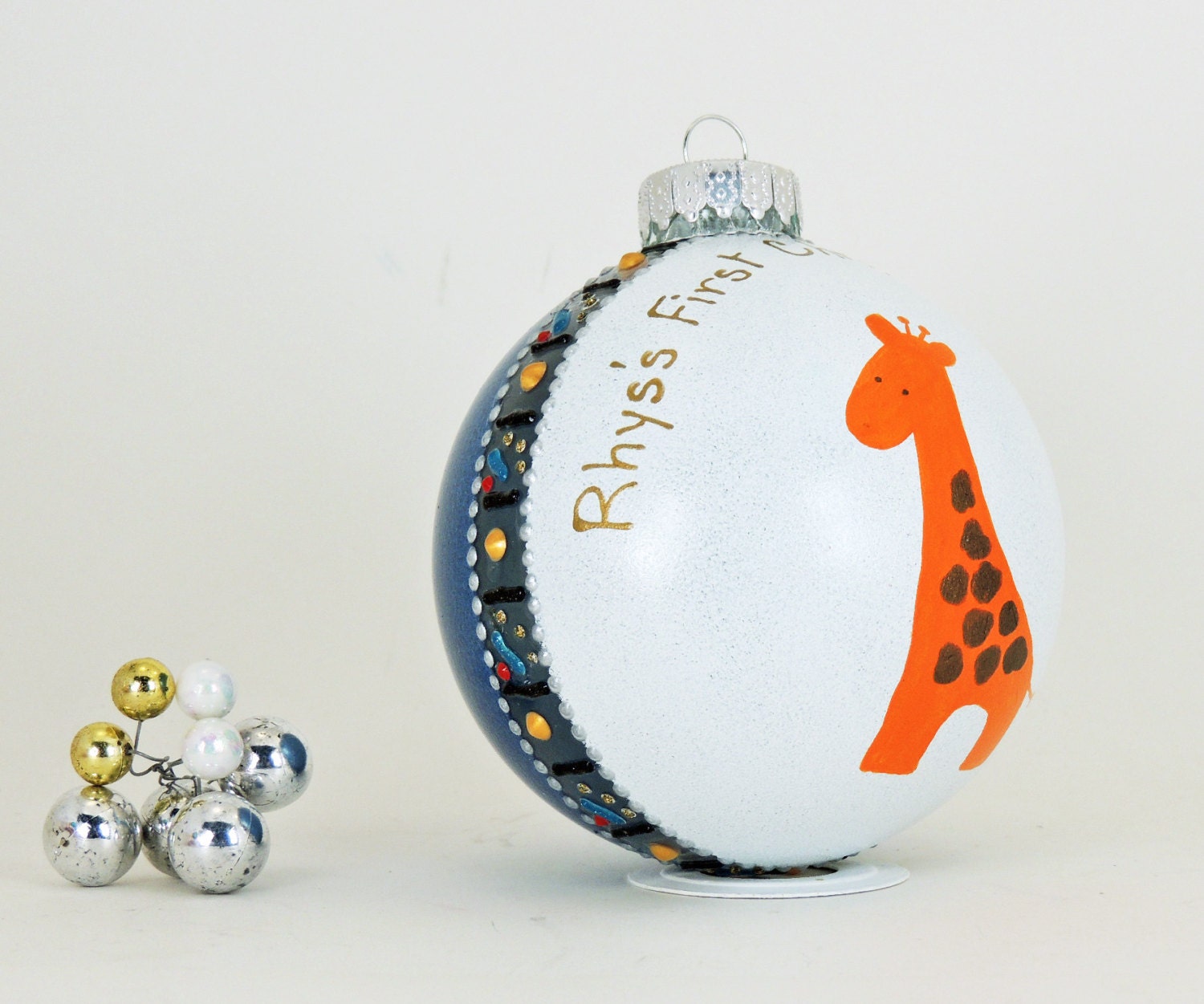 Baby's First Christmas Giraffe glass ornament