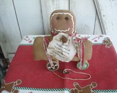 Gingerbread Pull Toy, Primitive, Rustic, Winter, Christmas, Gingerbread Man, Primitive Doll, Gingerbread. Pull Toy, Ofg, Faap, Hafair