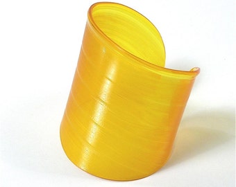 Yellow Colored Vinyl Record Album Wrist Cuff Unique Upcycled Size Small