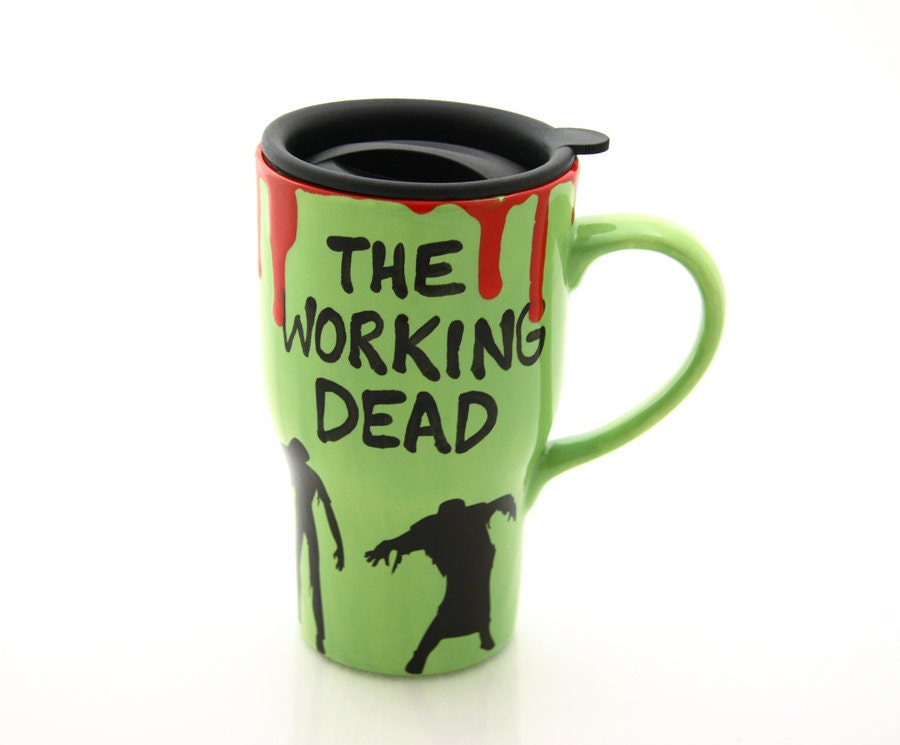 Ceramic travel mug The Working Dead zombies gift for