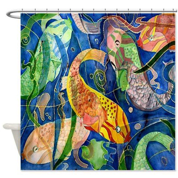Tropical Fish Shower Curtain from my original art by maremade