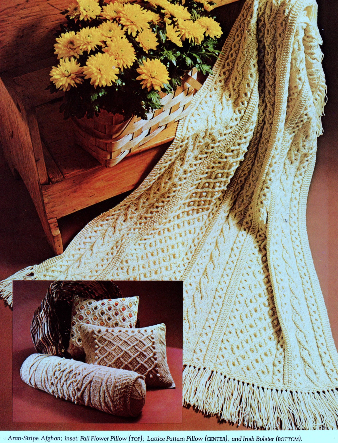 INSTANT DOWNLOAD PDF Vintage Knitting Pattern for Aran Afghan