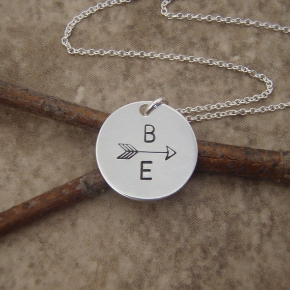 Items similar to Boyfriend girlfriend necklace Couples initials charm