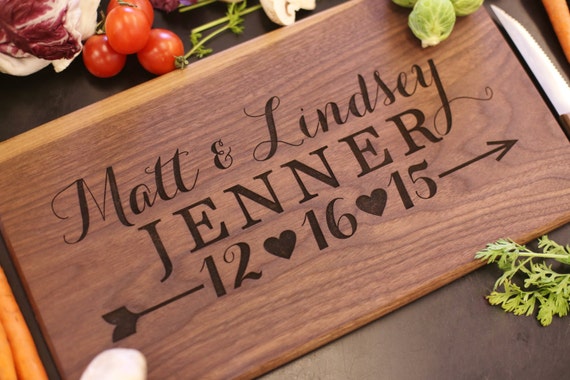 Personalized Cutting Board Newlyweds Christmas Gift Bridal Shower Gift Wedding Gift Engraved (Item Number MHD20018) by braggingbags