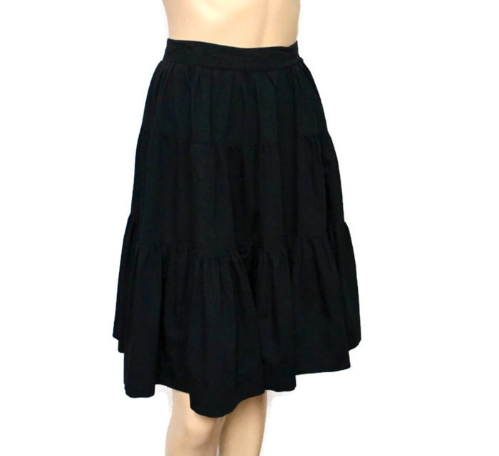 Black Prairie Skirt Vintage 1970s Cotton by VintageAgelessThings