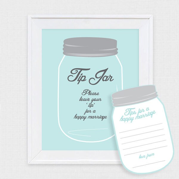 mason jar tip jar wedding guest book printable file