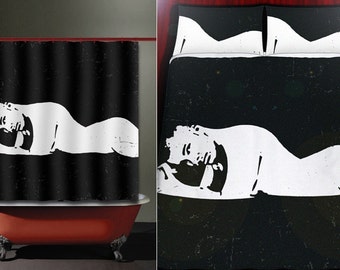 sexy nude man hunk art gay shower curtain duvet cover bath mat towel pillow cushion blanket bedding bathroom decor fabric queen king twin
