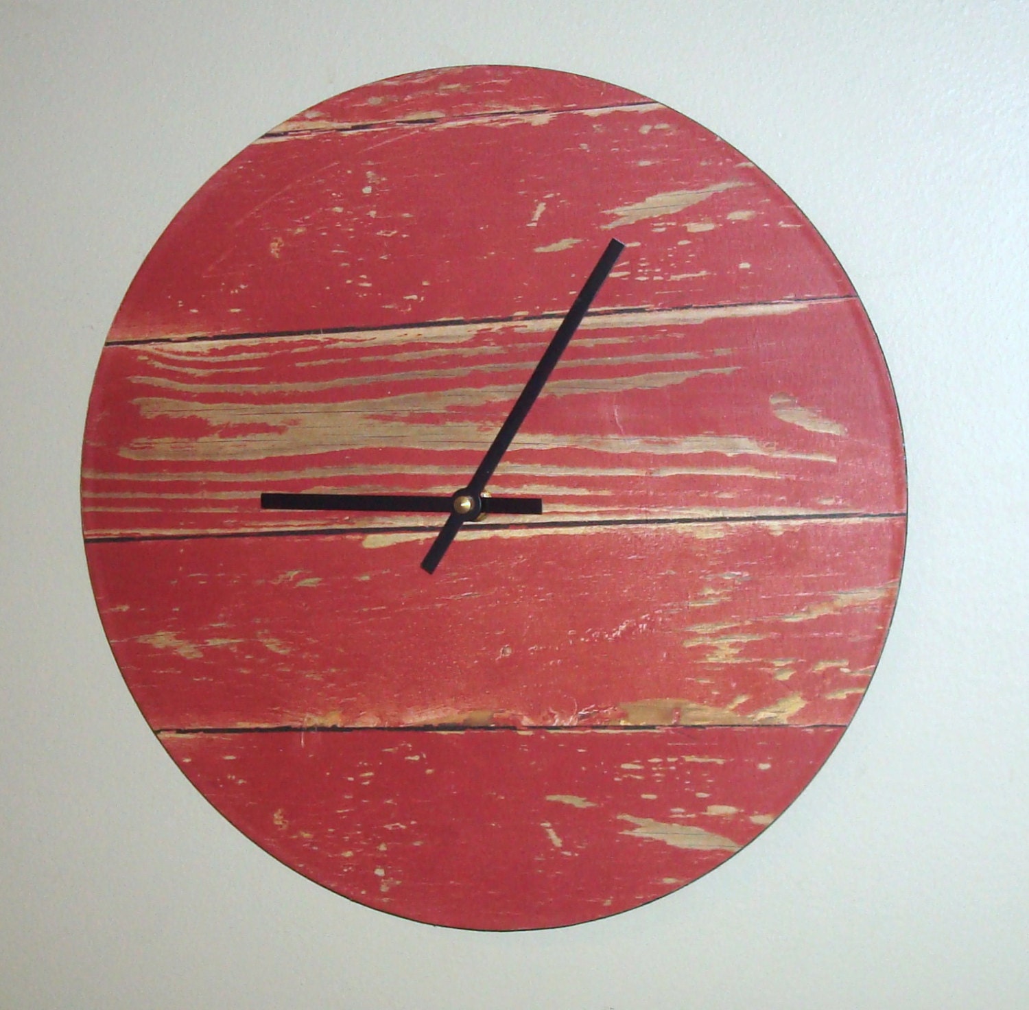Rustic Red Wall Clock 12 Inch Large Wall Clock by makingtimetc