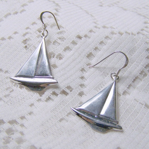 Silver Sailboat Earrings Sterling