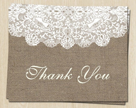 Burlap And Lace Bridal Shower Thank You Cards By TheInviteLadyShop Burlap And Lace Bridal Shower Thank You Cards By TheInviteLadyShop