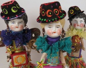 Art Doll, "Nelly", Assemblage Art Angel, Neon Color Art Doll Assemblage