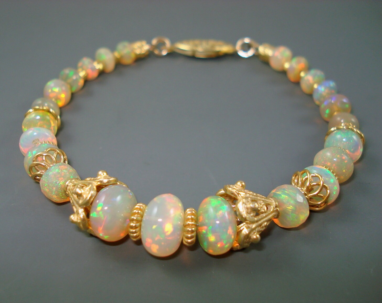 Opal Bracelet Ethiopian Fire Opals and Vermeil Bracelet