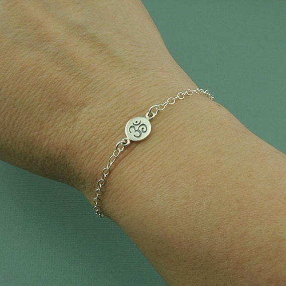 Tiny Om Bracelet - sterling silver yoga bracelet - yoga om jewelry ...