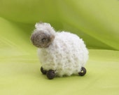 Tiny white knitted lamb - 1 pcs, waldorf toys. stufed toys. farm animal toys for playscape