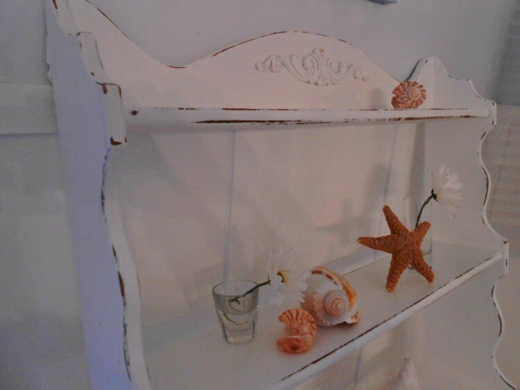 shelf shabby chic wall shelf white painted by backporchco on Etsy
