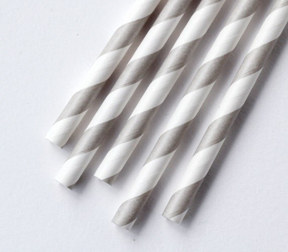 Gray Striped Paper Straws (200) Il_570xn