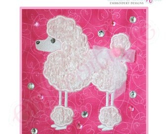 Charming Poodle Applique- Instant Email Delivery Download Machine embroidery design