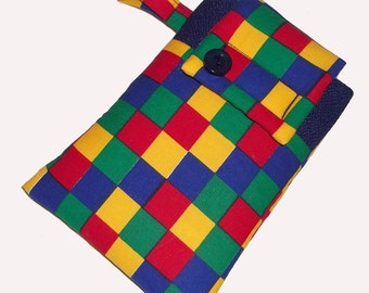 Bright Check Mobile Cellphone iPhone iPod Gadget Case Pouch Sock PADDED *Xmas Gift Idea*