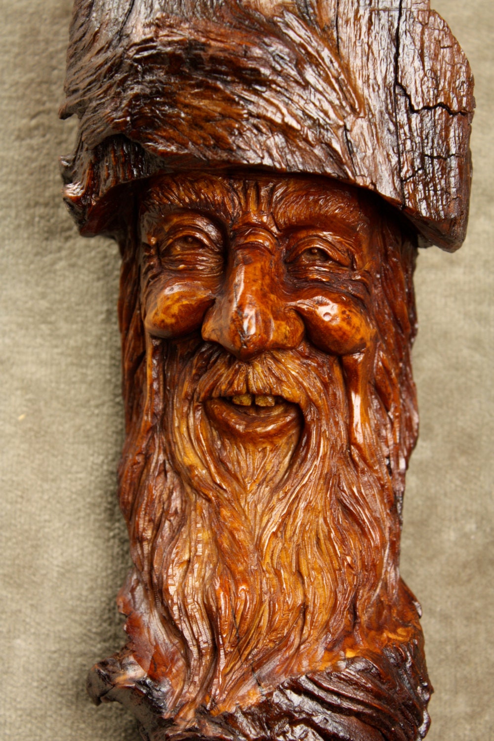 Wood Spirit Wizard Wood Carving Ooak by TreeWizWoodCarvings