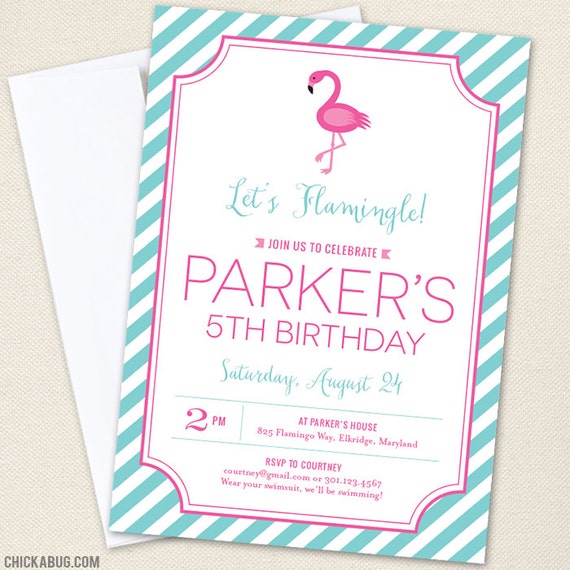 flamingo party invitations professionally printed or diy