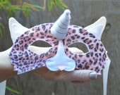 Unicorn Cat Mask--Leopard Print Pink