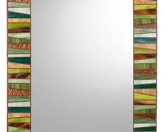 Green & Brown Stained Glass Mosaic Mirror