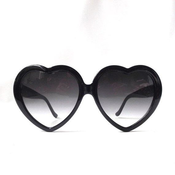 vintage 1980's black heart sunglasses heart by RecycleBuyVintage