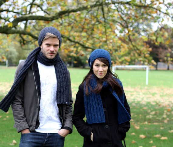 Men's Scarf Women s Chunky Knit  Scarf Chunky Textured by zukas