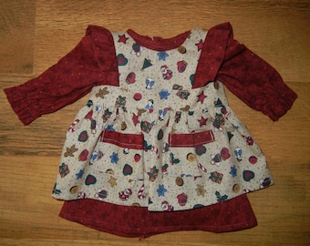 Holiday Dress with Matching Pinafore/Apron for 18" Doll