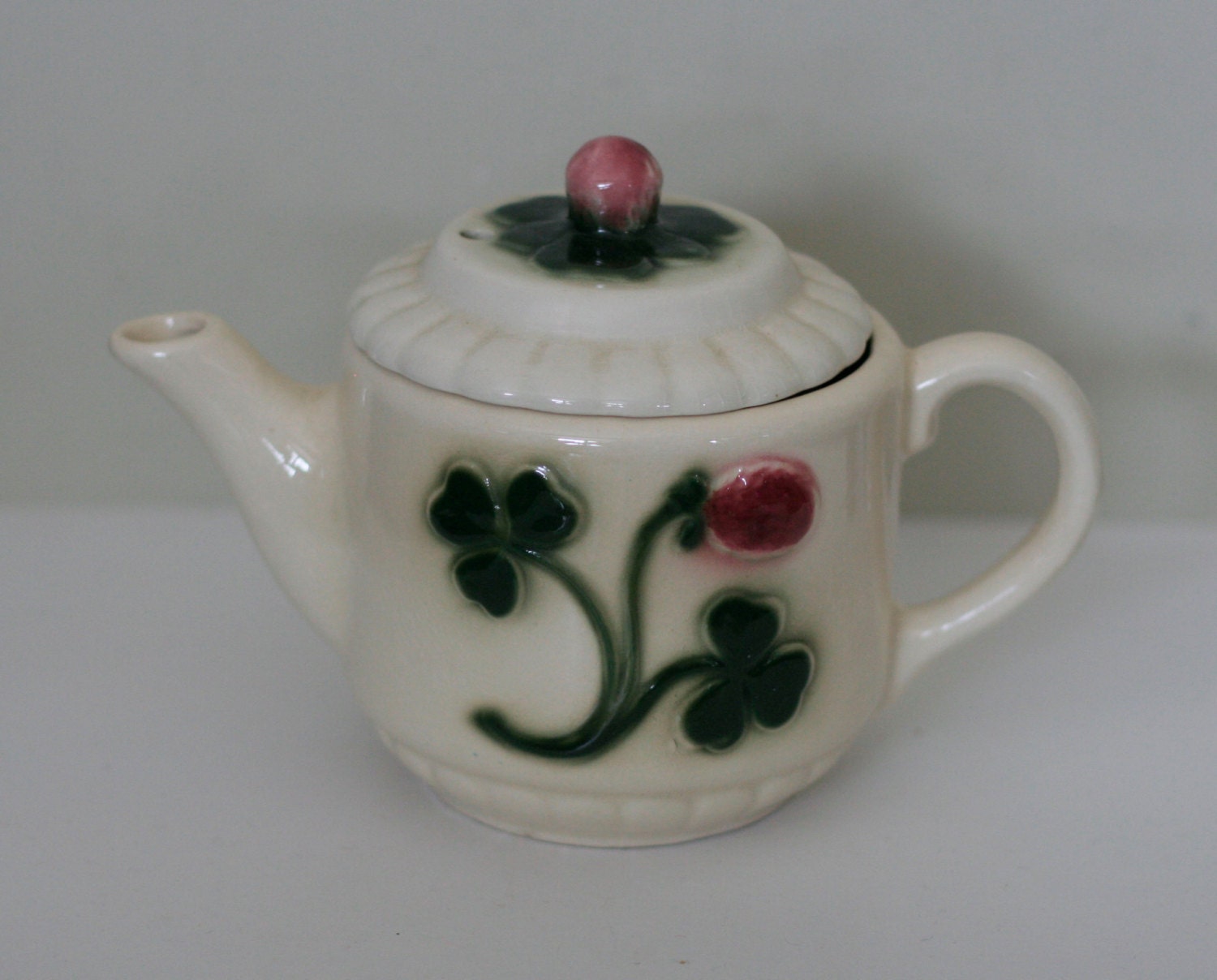 vintage shamrock ceramic teapot made in usa