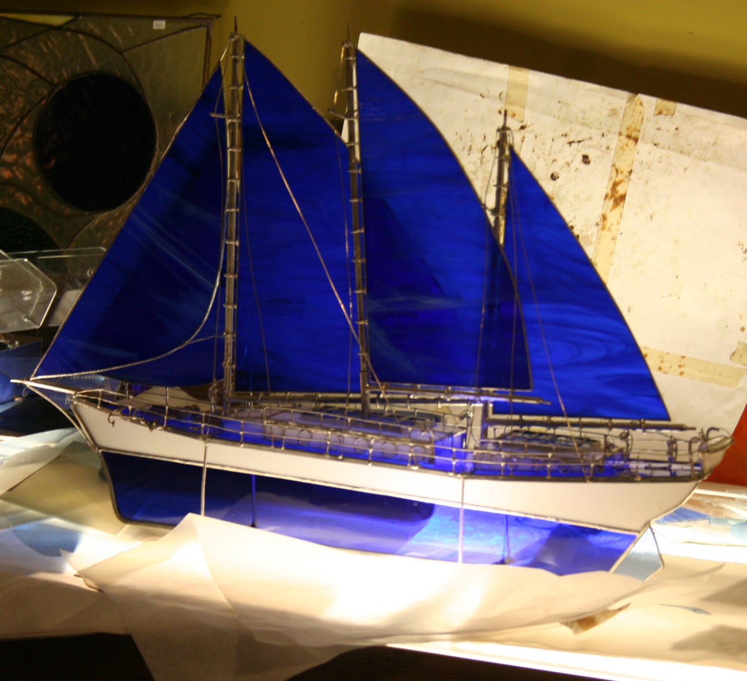 large glass sailboat