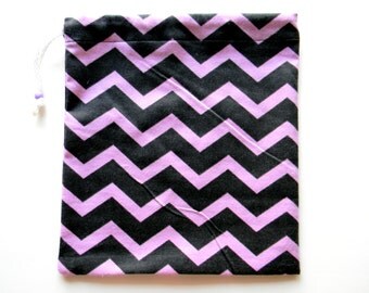 Gymnastics Grip Bag or Gift Bag Chevron Purple Black