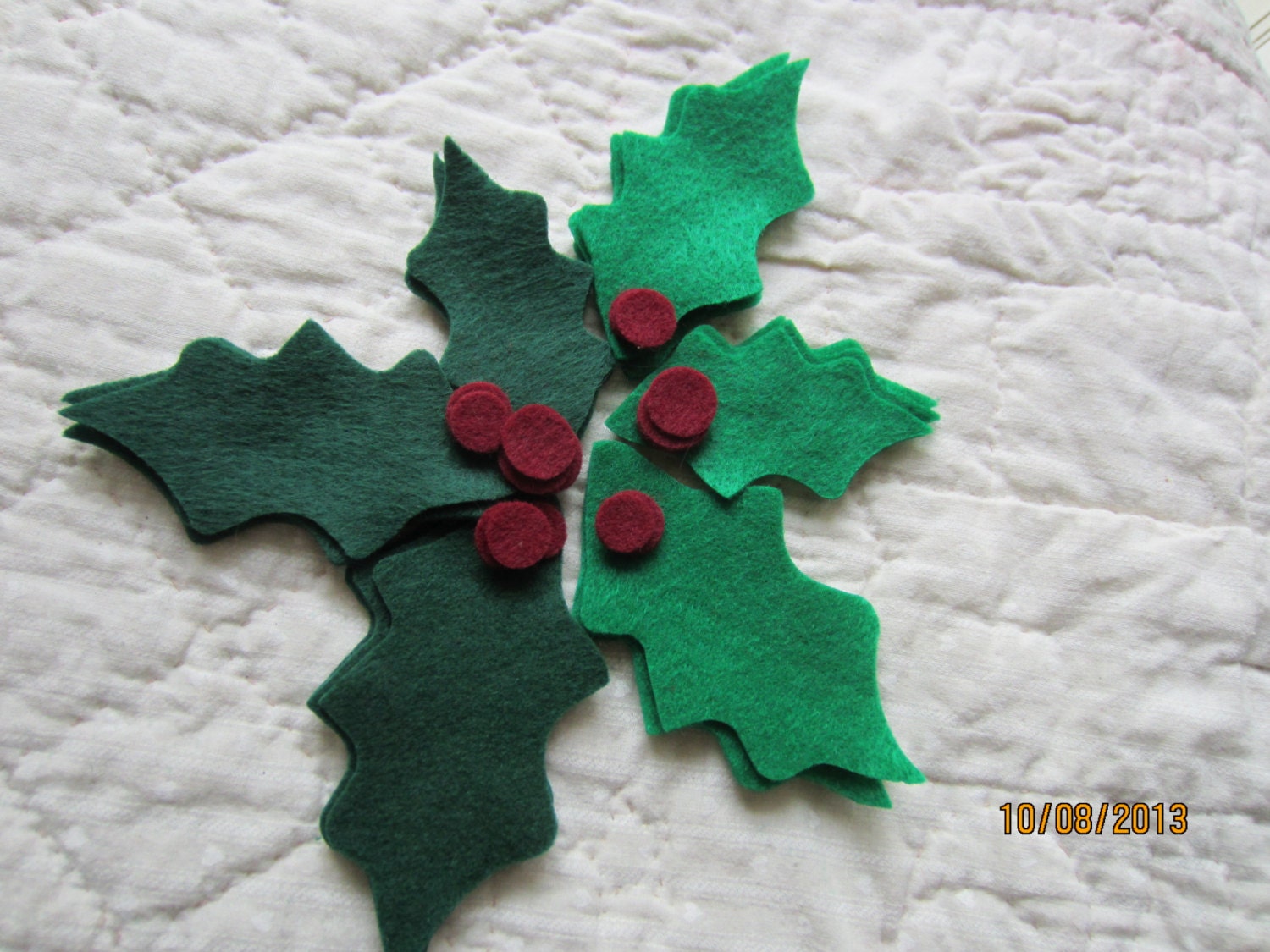 Felt Holly Leaves Die Cuts DIY Felt Christmas by PearCreekCottage