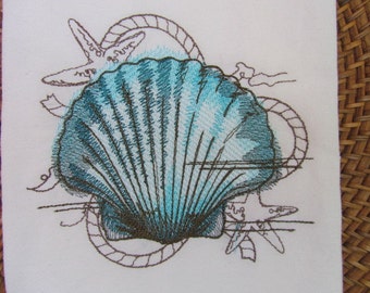 Nauticus - Seashell - Kitchen Flour Sack Towel - Gourmet - Natural Cotton