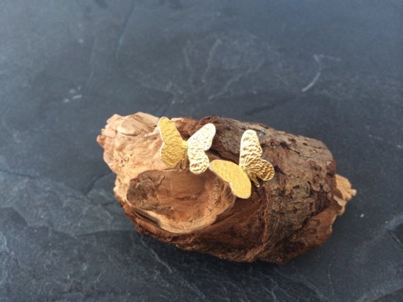 Sterling silver handmade butterfly earrings with 24k gold leaf ...