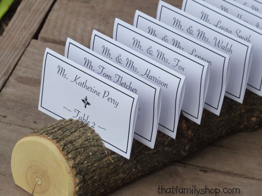 Log Placecard Card Holder Table Setting Rustic Wedding Display
