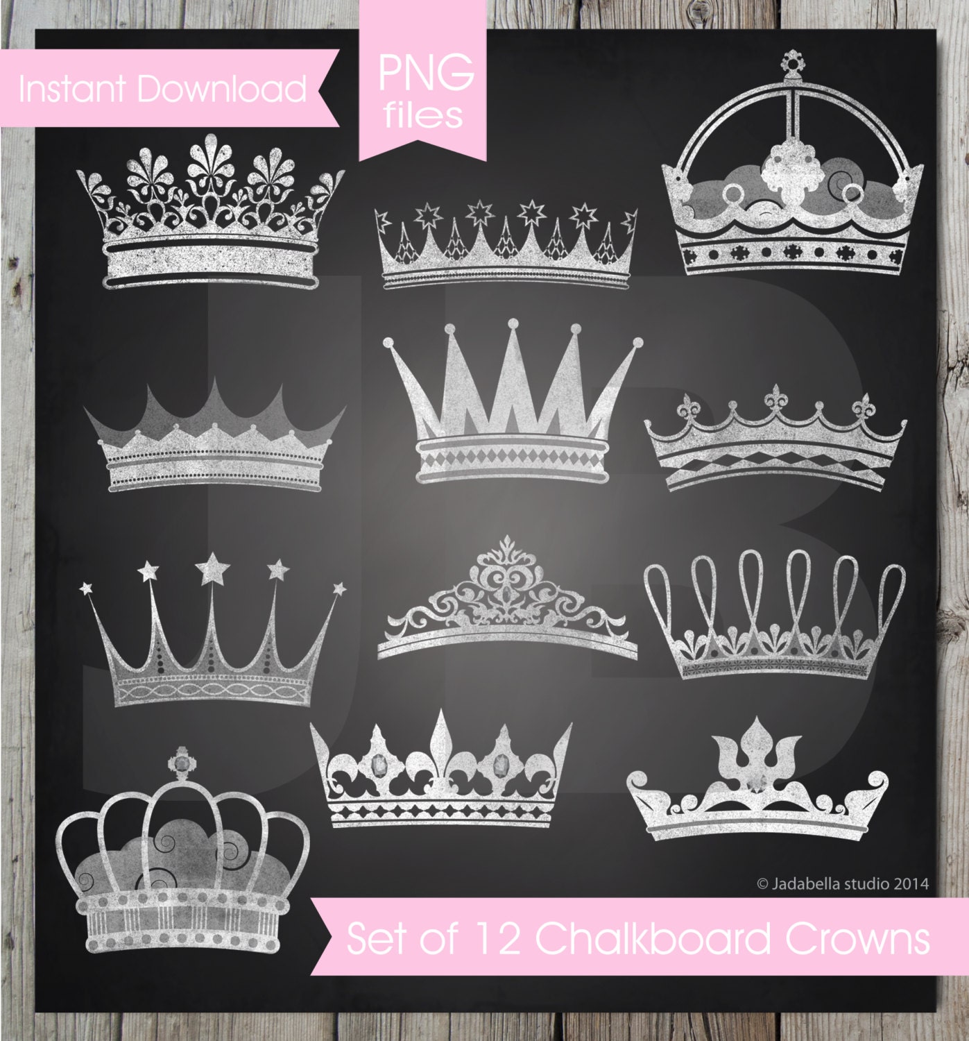 Chalkboard Crown clipart Crown clipart Digital file Instant