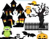 Haunted House Cute Digital Clipart - Commercial Use OK - Halloween Clipart, Halloween Graphics, Digital Art Il_170x135