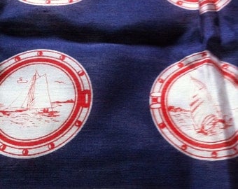 Vintage Red, White & Blue Nautical Scarf Sailboat Stripes