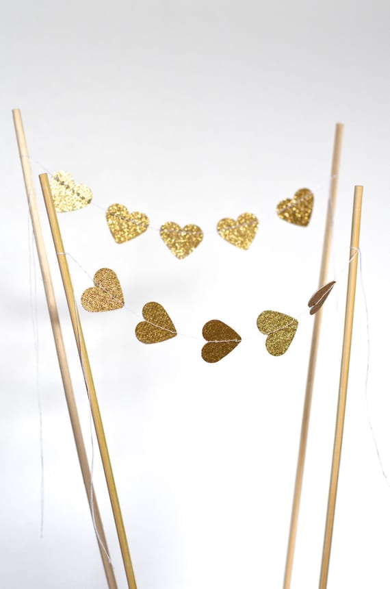 Gold Heart Cake Topper by The Path Less Travelled
