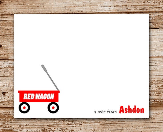 Set of 8 Red Wagon Note Cards, Notecards | Personalized Stationery | Baby Thank You Cards Il_570xn