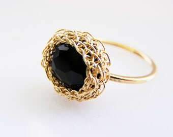 Black Onyx Ring, Oval Onyx Ring, Onyx Stacking Ring, Oval Black Onyx Ring, Black Gemstone Ring, Thin Gold Filled Ring