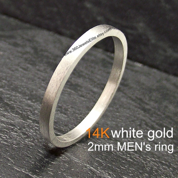 Men's thin wedding band - 14K solid white gold ring - men's gold ring ...