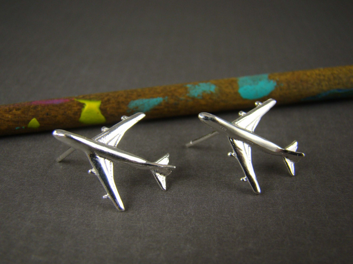 Airplane Earrings Airplane Stud Earrings 925 Sterling